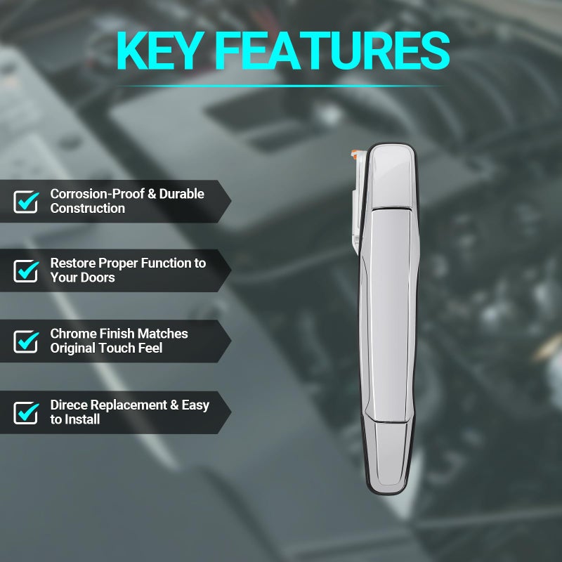 MNJWS Exterior Chrome Door Handle, Rear Driver Side - Compatible with 2007-2013 Chevy Silverado Suburban Tahoe GMC Sierra Yukon Cadillac Escalade - Replace 22738725 84053448 15915659 80105 - Image 4
